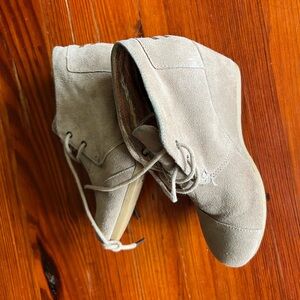 Toms suede wedge booties, Toms tan heels, Toms boots, booties with low wedge 6